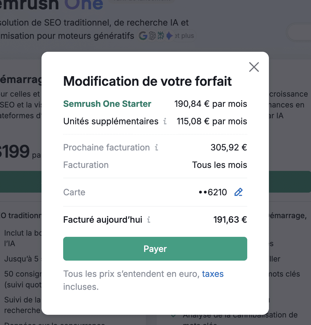 exemple forfait semrush